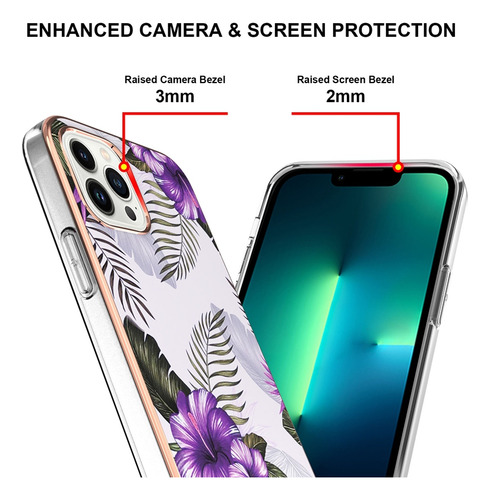 Funda Para Teléfono Huawei Honor/mate Series, De Alta Calidad, Anticaída, Diseño De Flores En Blanco Mármol/azul Mármol/morado