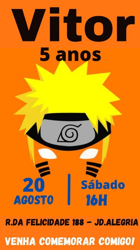 Imagem 8 de 10 de Convite Digital Tema Naruto