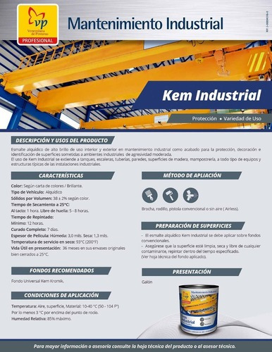 Pintura Alquídica Kem Industrial Gris Tormenta Vp Galón