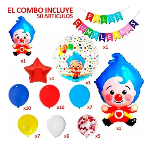 50 Art Globo Payaso Plim Plim Lee Cotillon Candy Bar