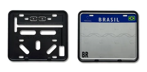 Suporte Protetor Moldura Placa Detran Mercosul Moto + Lacres
