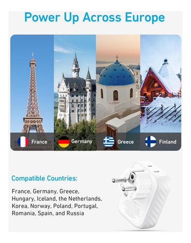 Adaptador De Tomada De Viagem Anker European Type E/f 15w Us
