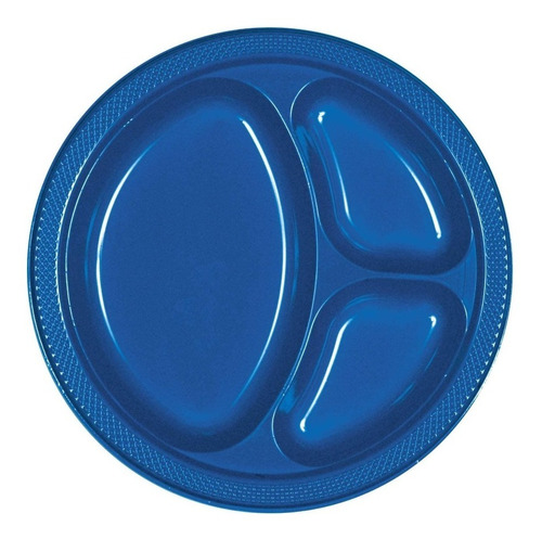 60 Platos Azul Rey Extragrande 10in 3 Divisiones Plástico Am