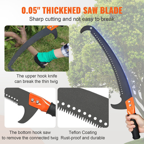 Sierra Podadora Extensible 2.2 A 8.2m Para Ramas Altas Vevor Naranja