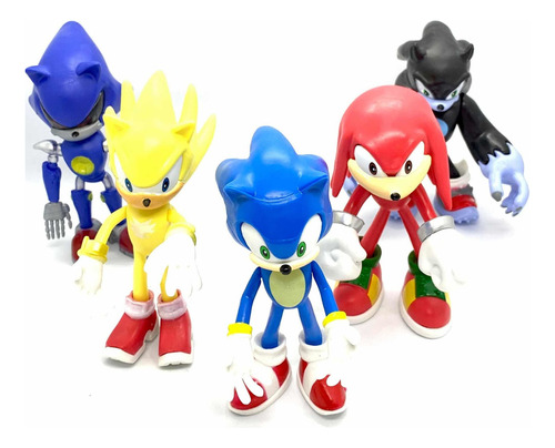Muñecos Sonic Knuckles Super Set X5 Generación Dorada Únicos