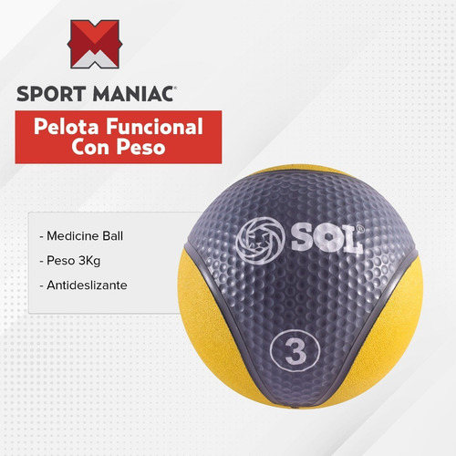 Imagen 2 de 5 de Kit Sport Maniac Medicine Ball Pvc De 1kg, 2kg, 3kg