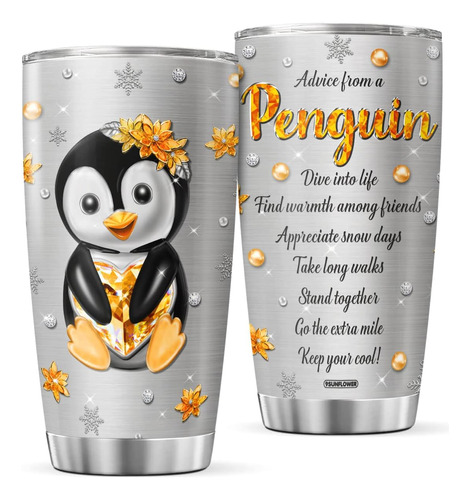 9sunflower Vaso De Café De Pingüino Con Tapa, Lindo Regalo D