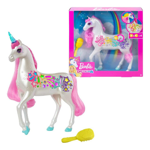 Brush N Sparkle Unicorn De Luces Barbie Dreamtopia