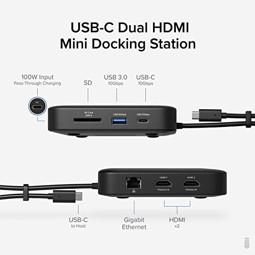 Estación De Acoplamiento Usb C 7 En 1 Con Doble Monitor Ench