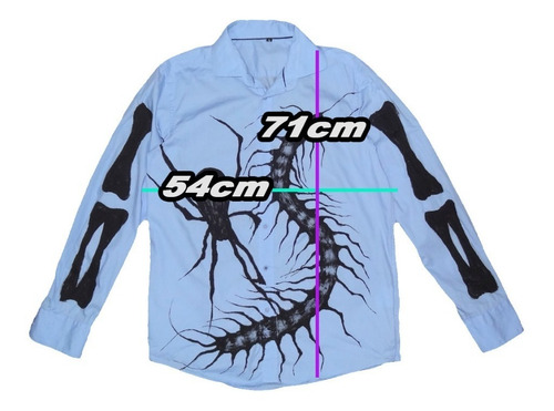 Imagen 6 de 6 de Camisa Spider Esqueleto Huesos Grunge Zombie Pintada A Mano