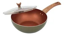 Comprar Wok Cuarzo + Tapa De Vidrio Wok Cuarzo+tv 24cm Color Verde cuarzo