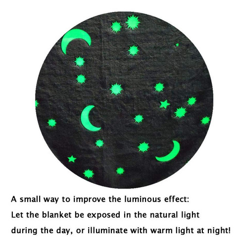 Manta Luminosa Para Niños, Suave Y Brillante, Diseño De Luna