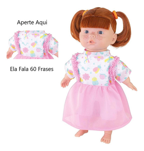Boneca Reborn Marcelle Ruiva Fala 60 Frases +bolsinha Boneca