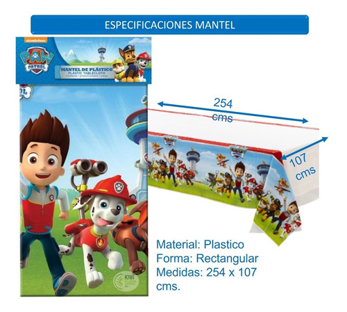 Mantel De Plastico Rectangular Paw Patrol (254 X 107 Cm) Color Pesonaje