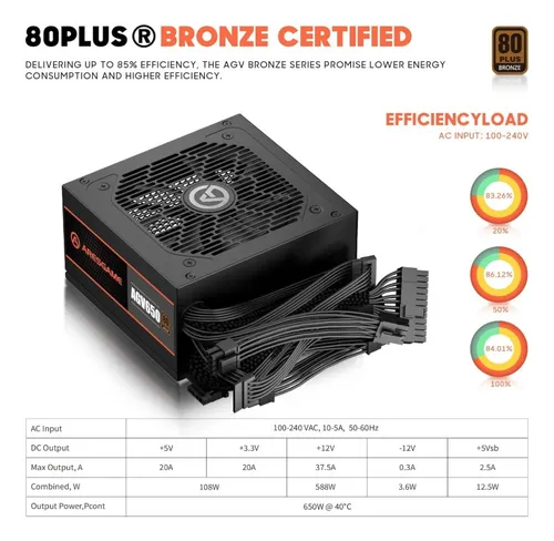 Fuente De Poder 650w 80 Plus Bronze (no Modular)