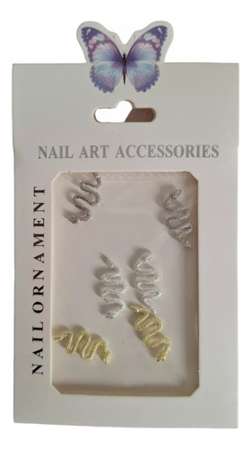 Set X6 Dijes Strass Para Uñas Serpiente Nail Art 3d