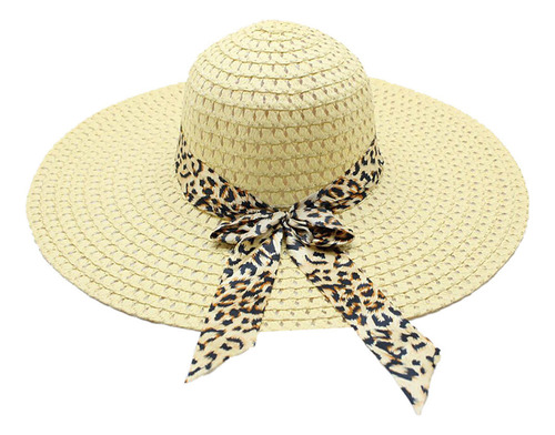 Gorra De Playa Con Estampado De Leopardo For Mujer, Con Est