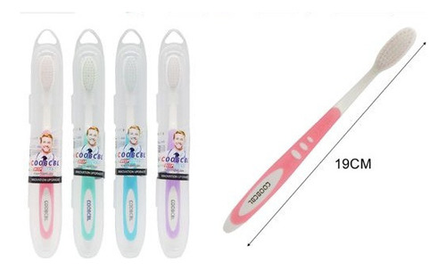 Set 4 Cepillos Dentales Suaves Con Estuche Individual Viaje Verde Azul Lila Verde Rosa