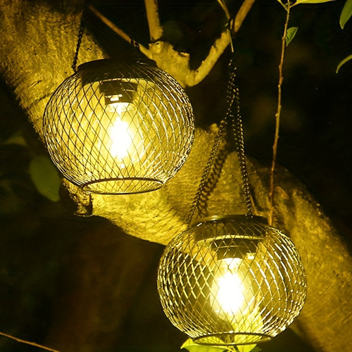 Luzes Solares De Jardim Suspensas De 1 Peça De Metal Antigo