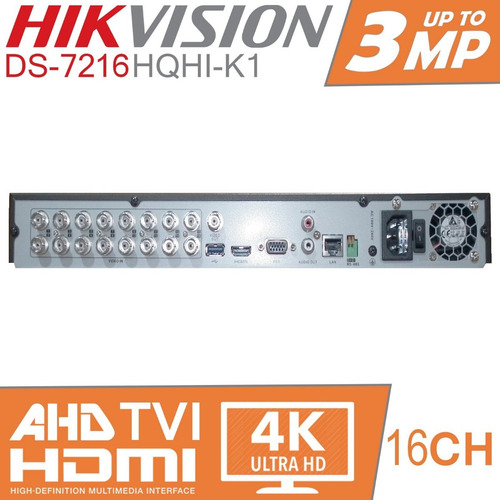 Grabadora Dvr 16 Canales 3mp Hikvision Turbo Hd Audio 7216hqhi