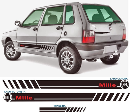 Adesivos  Fiat Uno Mille Way Faixa Lateral E Traseira Kit