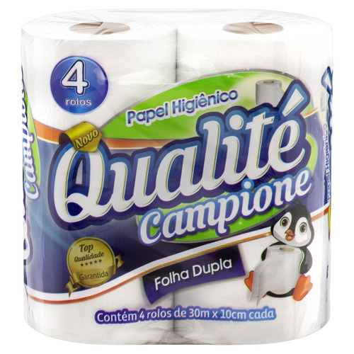 Papel higiênico Qualité Campione folha dupla 30 m de 4 un