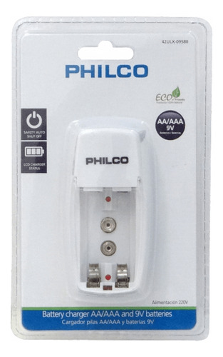 Philco Cargador 1-pila-9v(20ma) O 2-pilas-aa/aaa(130ma) No-i