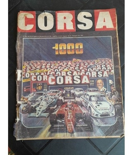 Revista Corsa 1000 08 09 1985 N1000 Tapa Dañada