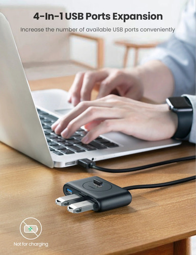 Hub USB Ugreen 4 em 1 para Ugreen 4x USB 3.0 Transfer 5 Gbps Led