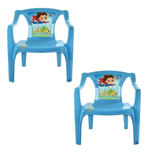 2 Cadeira Junior Infantil Kids Brinquedoteca Azul