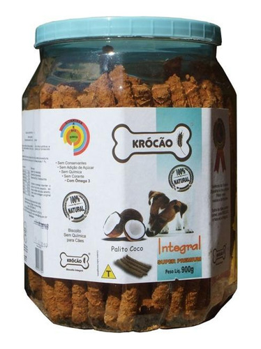 Biscoito Natural Para Cachorro Palito De Coco 900g Krocão
