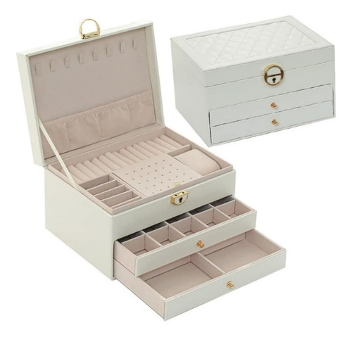 Joyero Caja De Joya Dos Capas Tipo Maleta Organizador Joyas