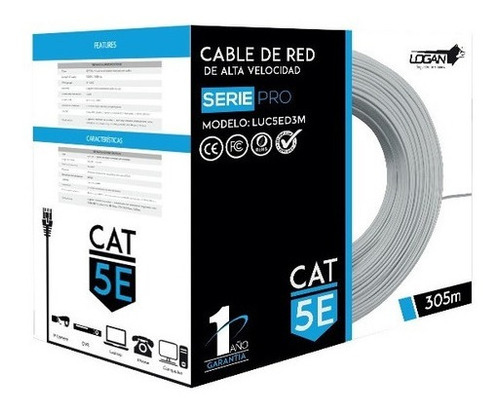 Cable Utp Cat 5e Bobina 305 Mts Rj45 Cctv Redes Seguridad