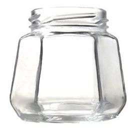 12 Potes De Vidro Sextavado 230 Ml Atacado Tampas Brancas