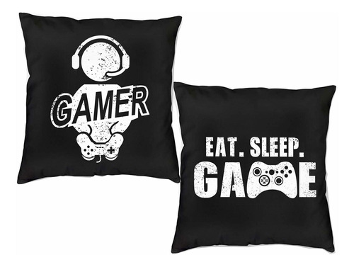 Gamer Pillow Cover Eat Sleep Game Room Accesorios Y Dec...