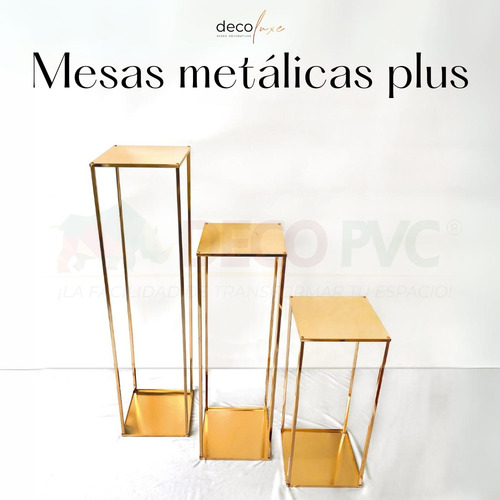 Juego De 3 Mesas Plus Doradas Decorativas Calidad Premium