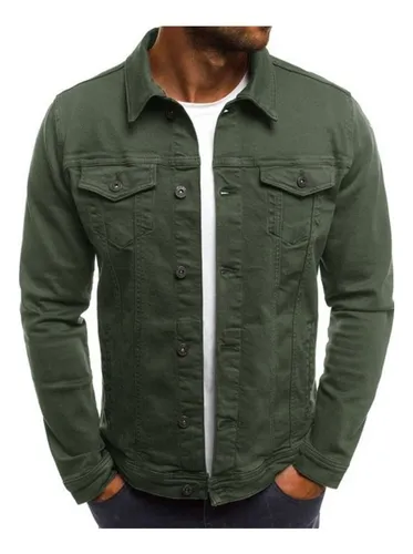 Chamarra de mezclilla verde hombre sale