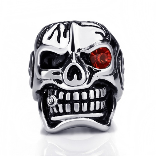 Anel Fantasy Death Skull Ball Red Caveira - Aço Cirúr Aro 26