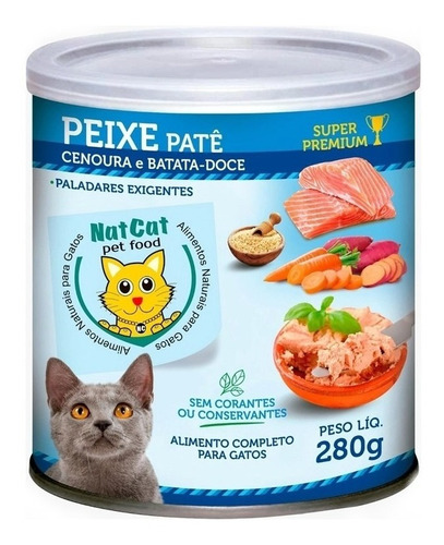 Ração Úmida Gatos Patê Super Premium Sabor Peixe 280g Natcat