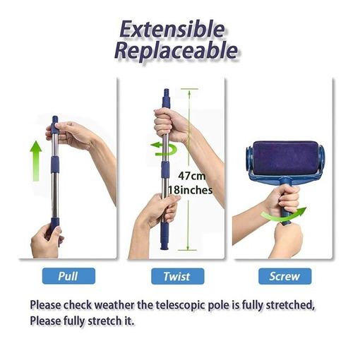 Set Rodillo Pintar Fácil Antiderrame Recargable Con Fierro