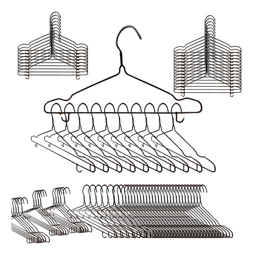 Kit 100 Cabide Metalico Para Roupas Emborrachado Preto