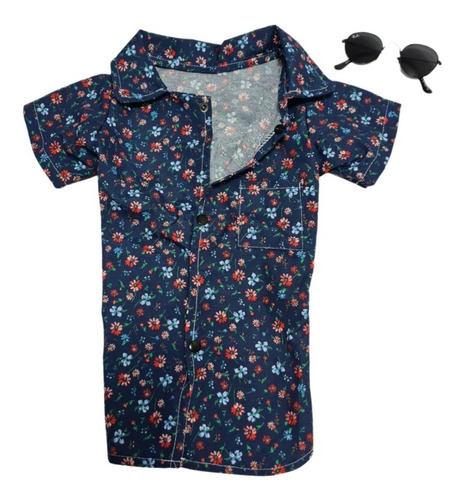 Camisa Social Blusa Pet  Cachorro Gato Verão + Óculos De Sol