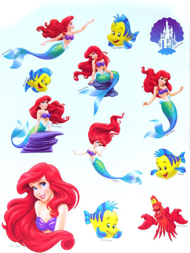 Disney La Sirenita Planilla De Stickers Oficiales Coleccion