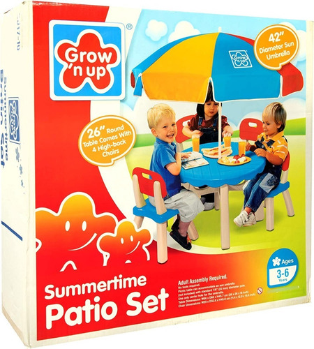 Imagen 4 de 5 de Mesa Picnic Niños Mesita 4 Bancas Y Sombrilla Multicolor