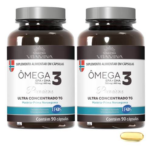 Ômega 3 Ultra Concentrado Da Noruega C/ Vitamina E (2 Potes)