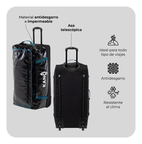 Bolso De Viaje Con Ruedas Kano Outdoor Camping 100l Negro