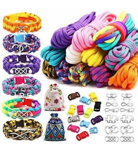 Kit Hacer Pulseras Para Niña Cordon Parachute Broches Dijes