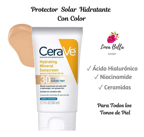 Cerave Protector Fácial Hidratante Con Color De 30 Spf 50 Ml