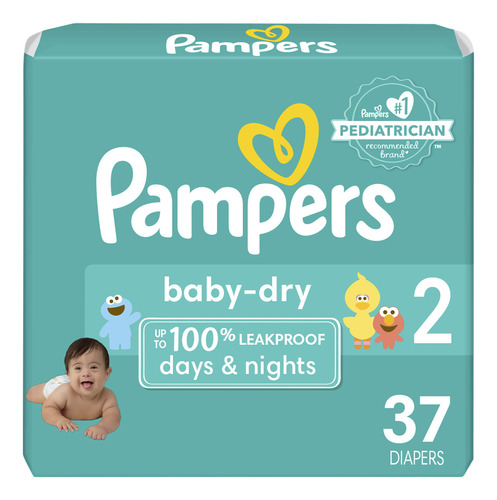 Pampers Panales Secos Para Bebe, Talla 2, 37 Unidades, Panal