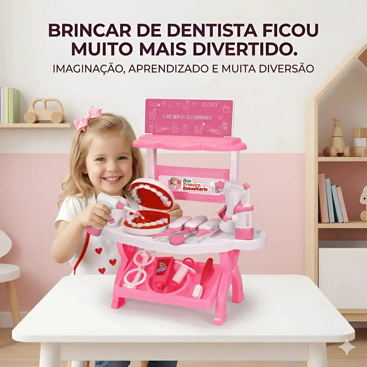 Brinquedo Educativo Primeiro Consultório Dentista Rosa